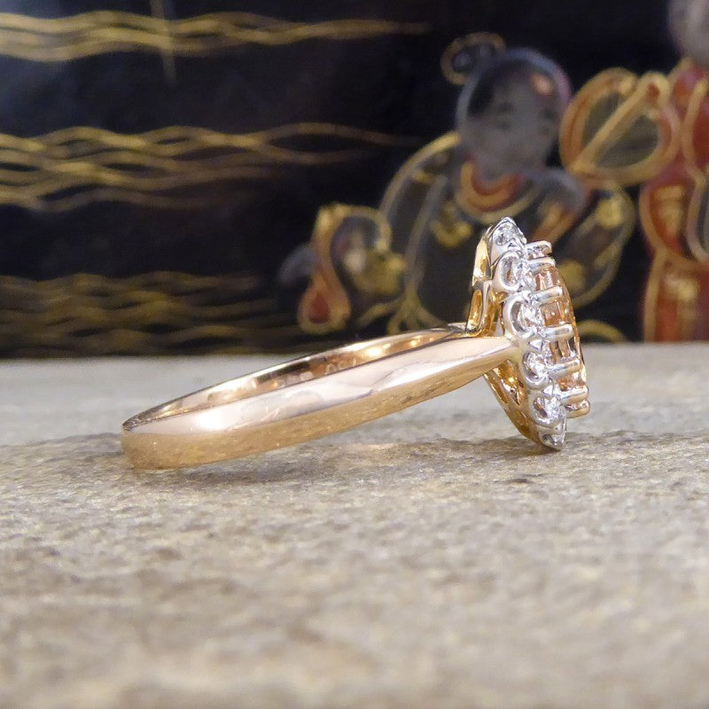 Pink Morganite and Diamond Cluster Ring, 1.82ct