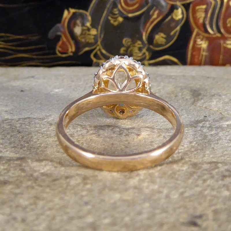 Pink Morganite and Diamond Cluster Ring, 1.82ct