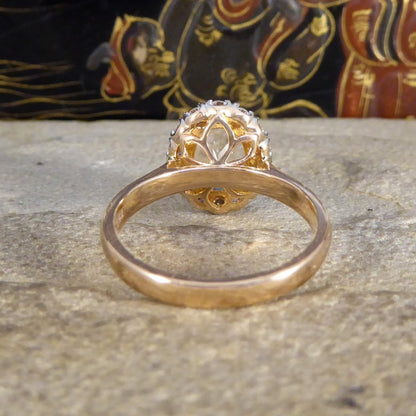 Pink Morganite and Diamond Cluster Ring, 1.82ct