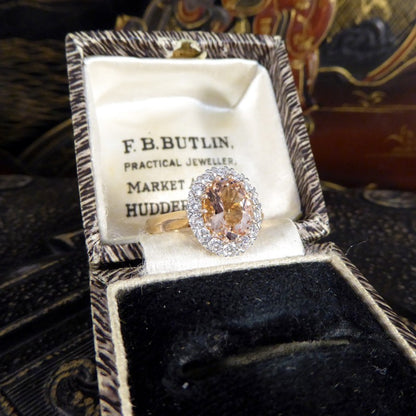 Pink Morganite and Diamond Cluster Ring, 1.82ct