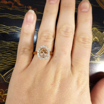 Pink Morganite and Diamond Cluster Ring, 1.82ct