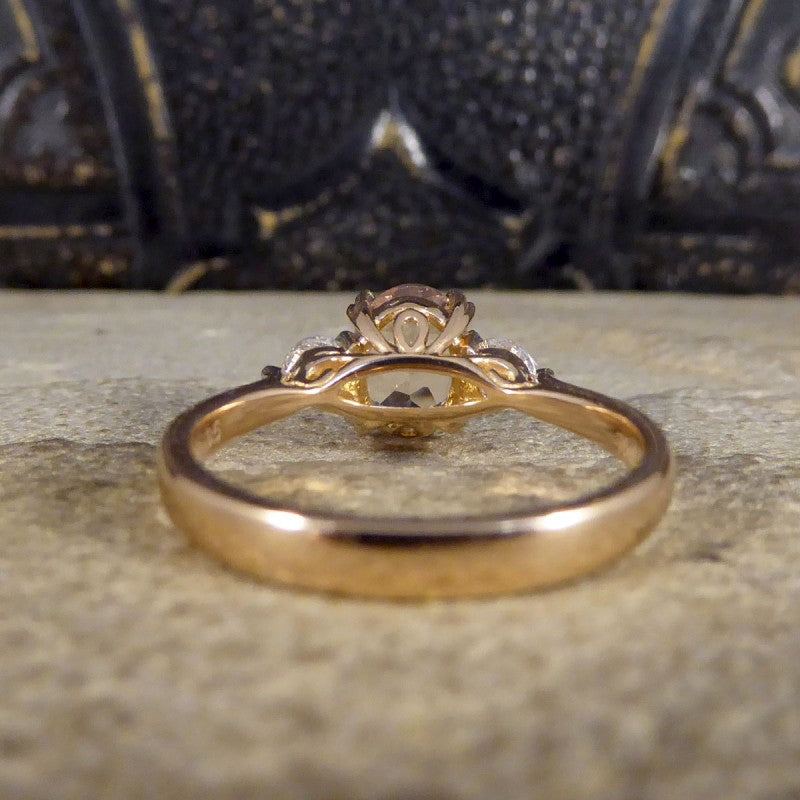 Pink Morganite and Diamond Three Stone Ring in 18ct Rose Gold