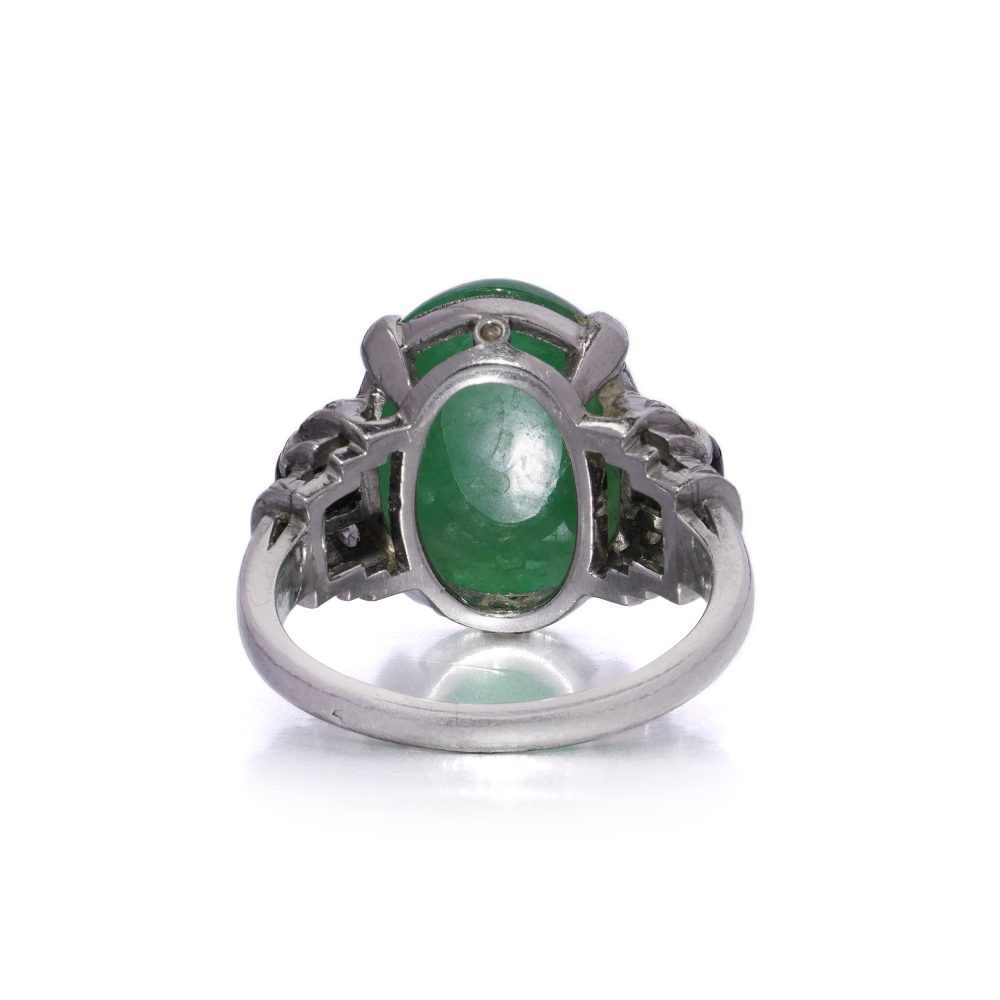 Natural No Heat 6.40ct Jadeite Jade Onyx and Diamond Ring in Platinum