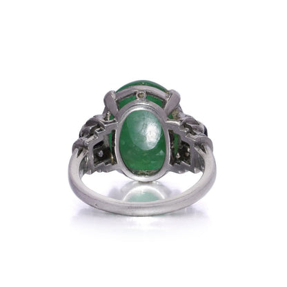 Natural No Heat 6.40ct Jadeite Jade Onyx and Diamond Ring in Platinum
