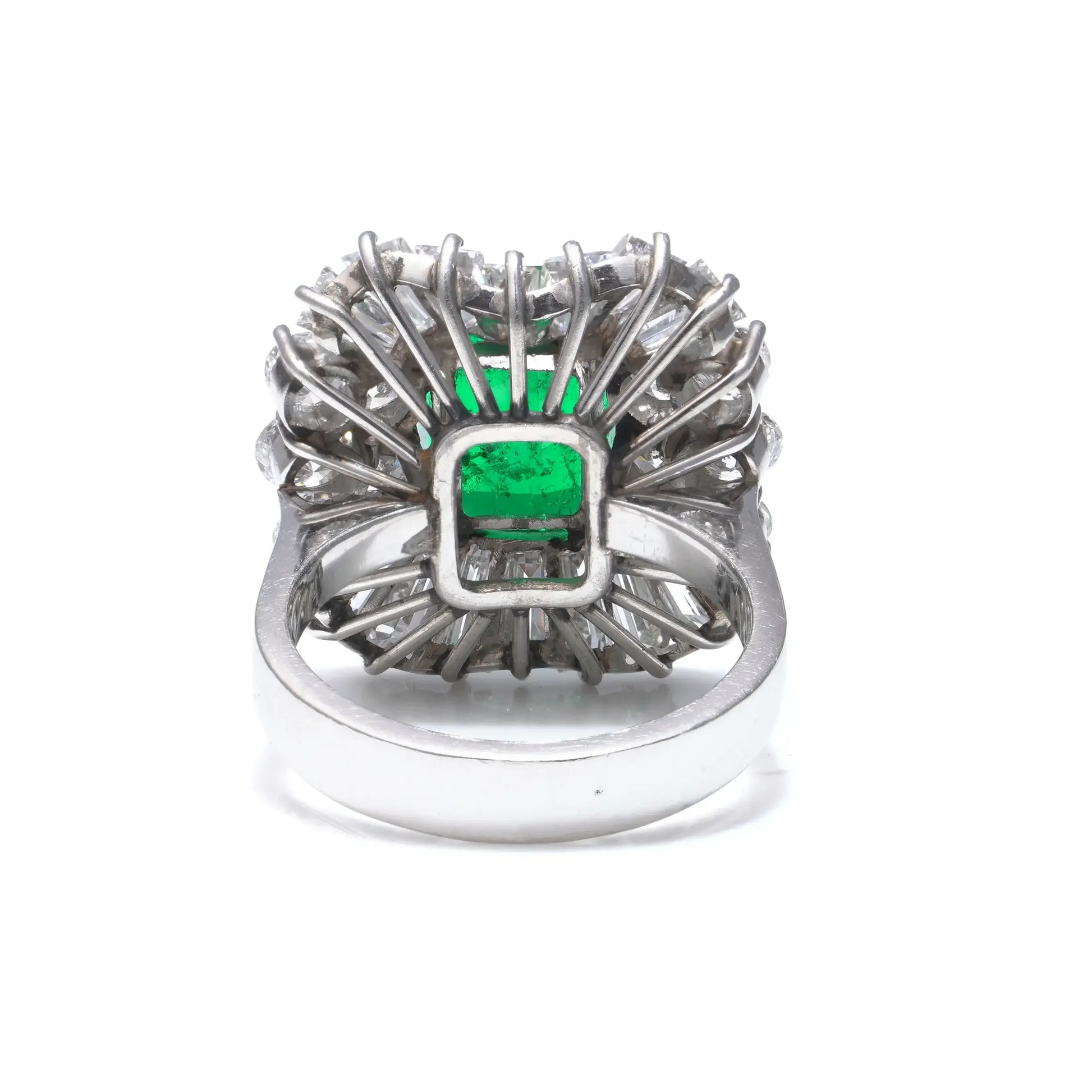 Platinum 3cts Colombian Emerald Diamond Cluster Ring