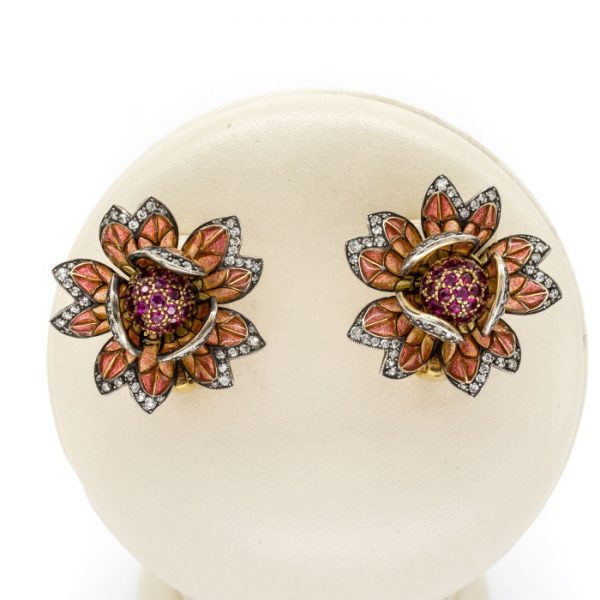 Plique á Jour Enamel Flower Earrings