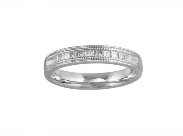 Princess Cut Diamond Half Eternity Wedding Ring, 0.29cts