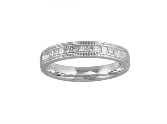 Princess Cut Diamond Half Eternity Wedding Ring, 0.29cts