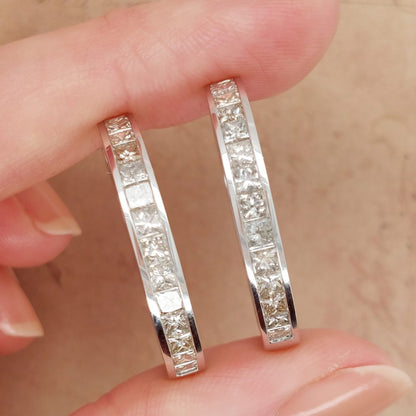Princess Cut Diamond Hoop Earrings, 2.88ct