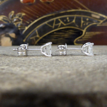 Princess Cut Diamond Stud Earrings, 0.91ct