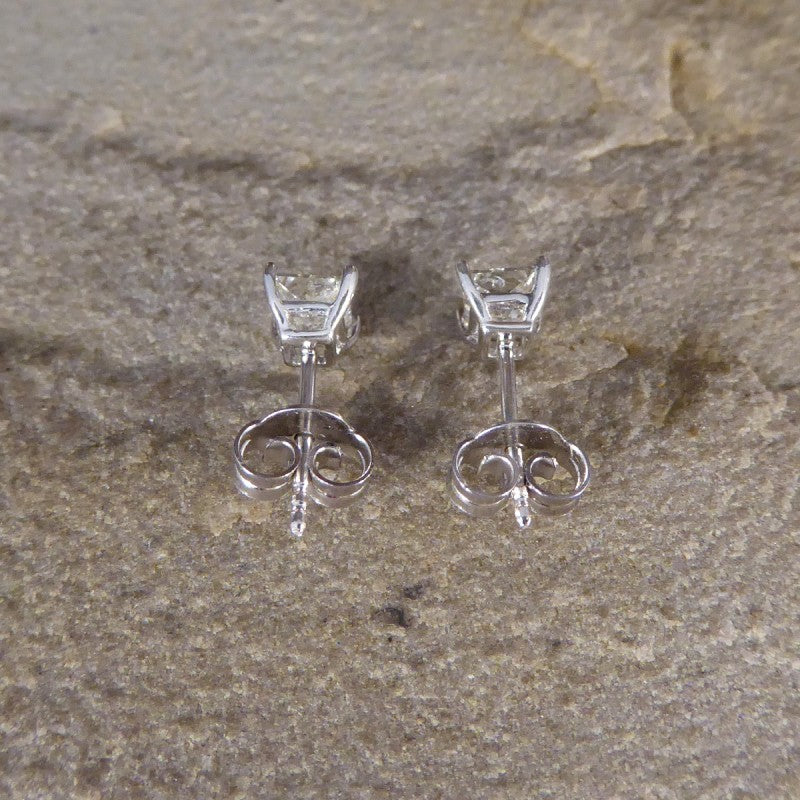 Princess Cut Diamond Stud Earrings, 0.91ct