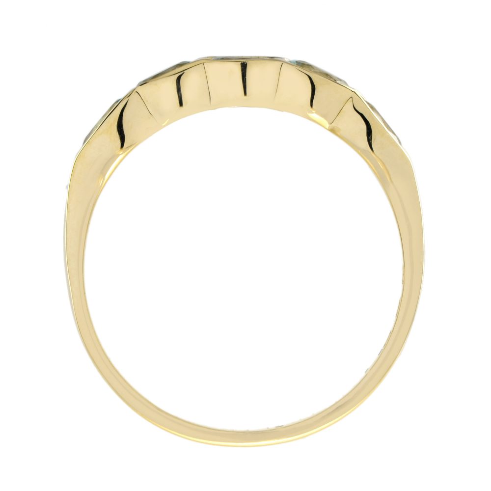 Aquamarine Five Stone Ring in Yellow Gold, 1.25 carat total