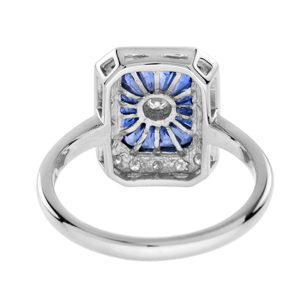 Diamond and Sapphire Plaque Cluster Ring