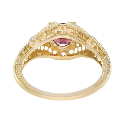1.10ct Rhodolite Garnet and Diamond Yellow Gold Filigree Ring