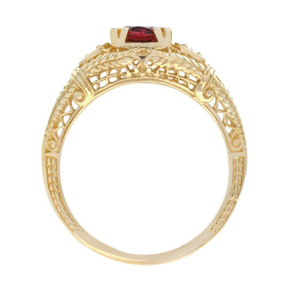 1.10ct Rhodolite Garnet and Diamond Yellow Gold Filigree Ring