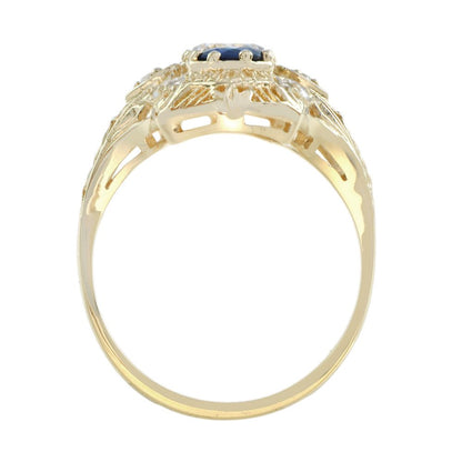 Antique Style Old Cut Diamond and Sapphire Three Stone Plaque Ring