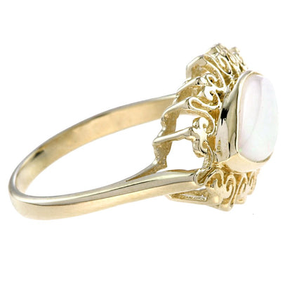 Decorative Marquise Opal and Yellow Gold Cocktail Ring
