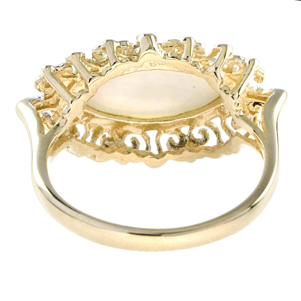 Decorative Marquise Opal and Yellow Gold Cocktail Ring