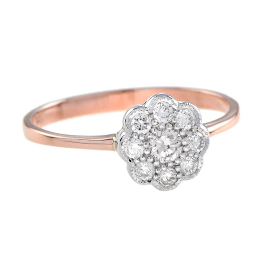 0.32ct Diamond Floral Cluster Ring in Rose Gold