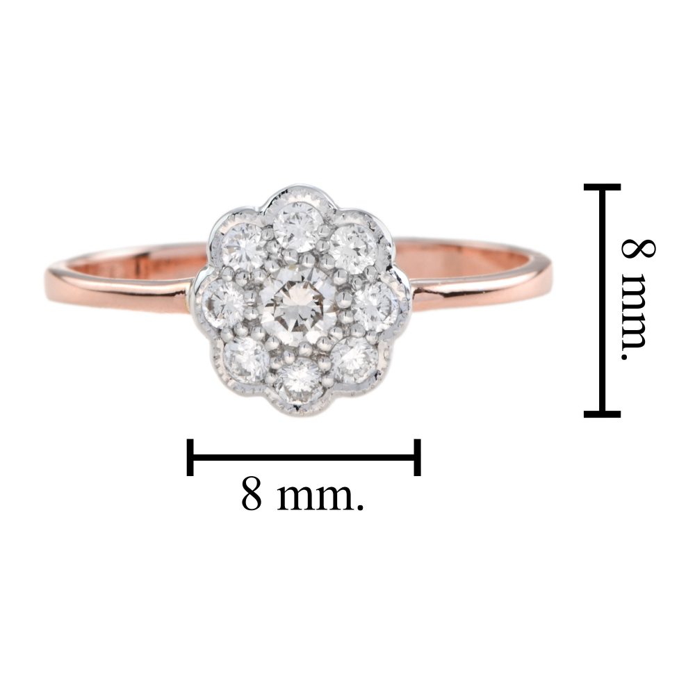0.32ct Diamond Floral Cluster Ring in Rose Gold
