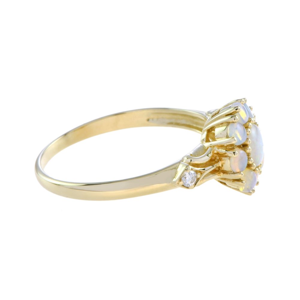 Victorian Style Opal Floral Cluster Ring