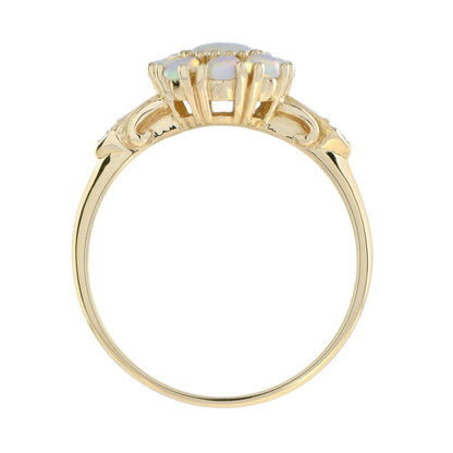 Victorian Style Opal Floral Cluster Ring