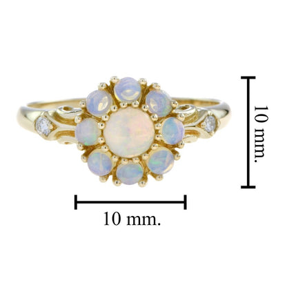 Victorian Style Opal Floral Cluster Ring