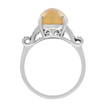 Art Deco Inspired 2.46ct Opal Emerald and Diamond Dress Ring