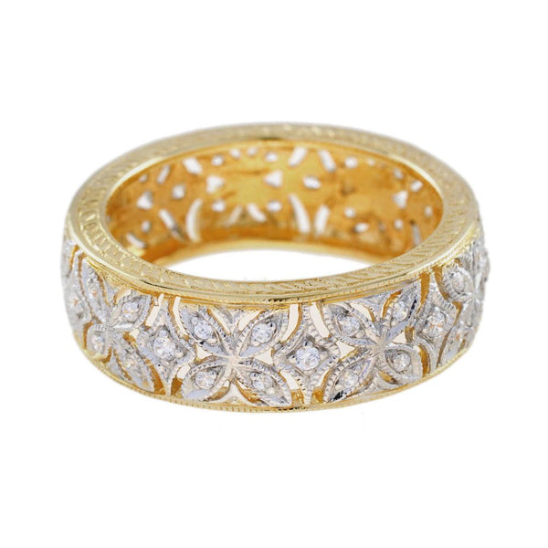 Vintage Style Diamond Set Filigree Full Eternity Band Ring
