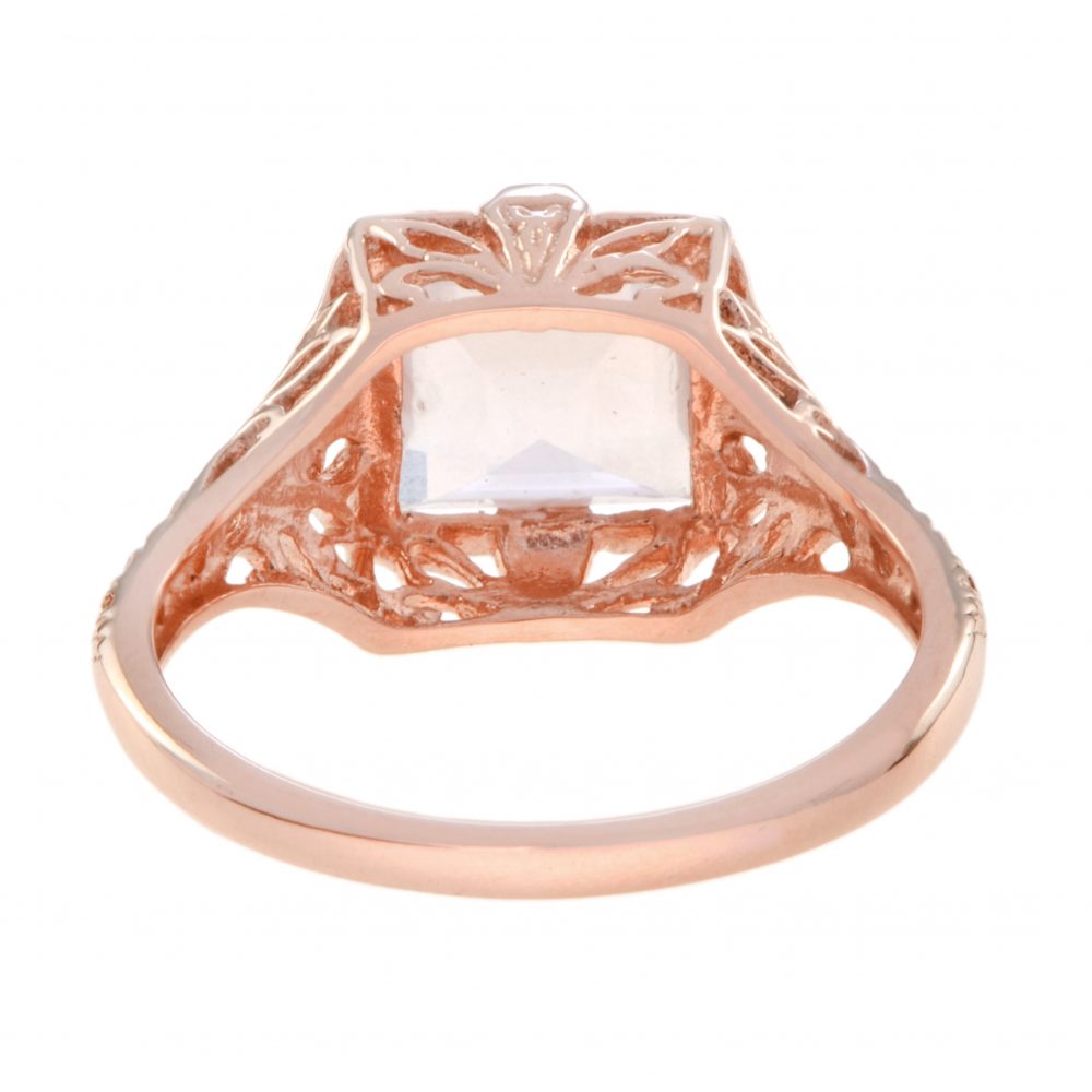 Rose Quartz and Rose Gold Filigree Ring