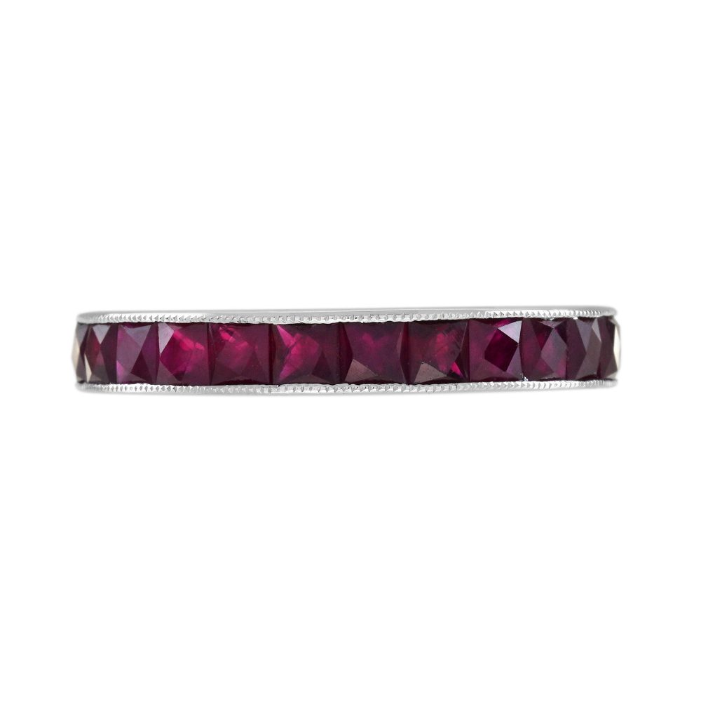3.90ct French Cut Ruby Full Eternity Band Ring