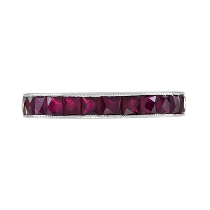 3.90ct French Cut Ruby Full Eternity Band Ring