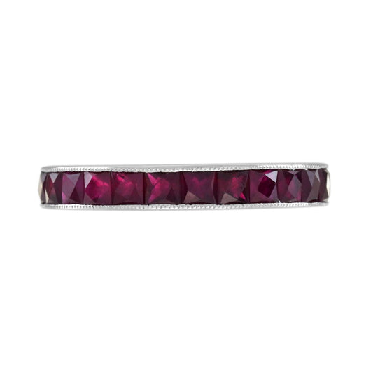 3.90ct French Cut Ruby Full Eternity Band Ring