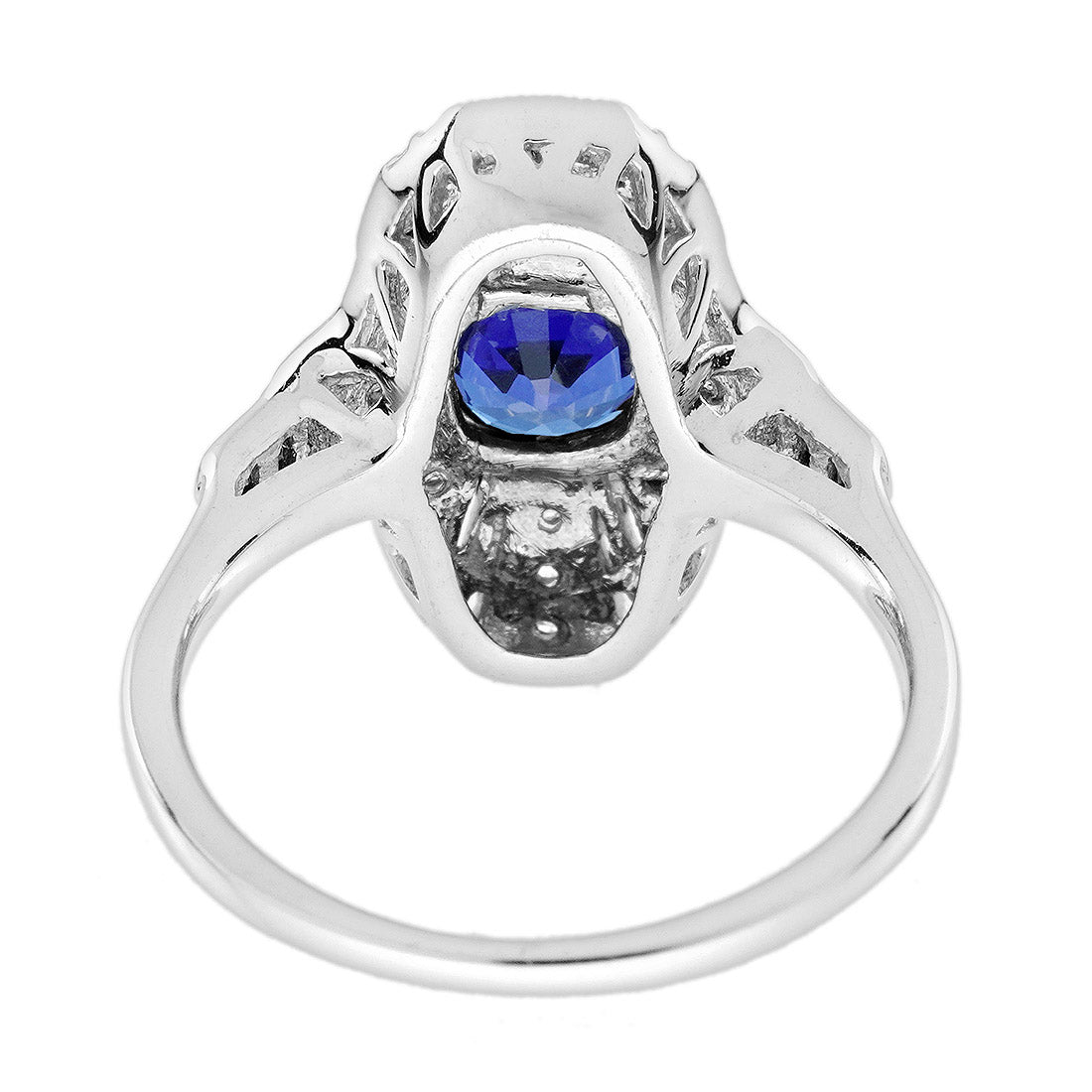 Sapphire and Diamond Cluster Plaque Ring in 14ct White Gold