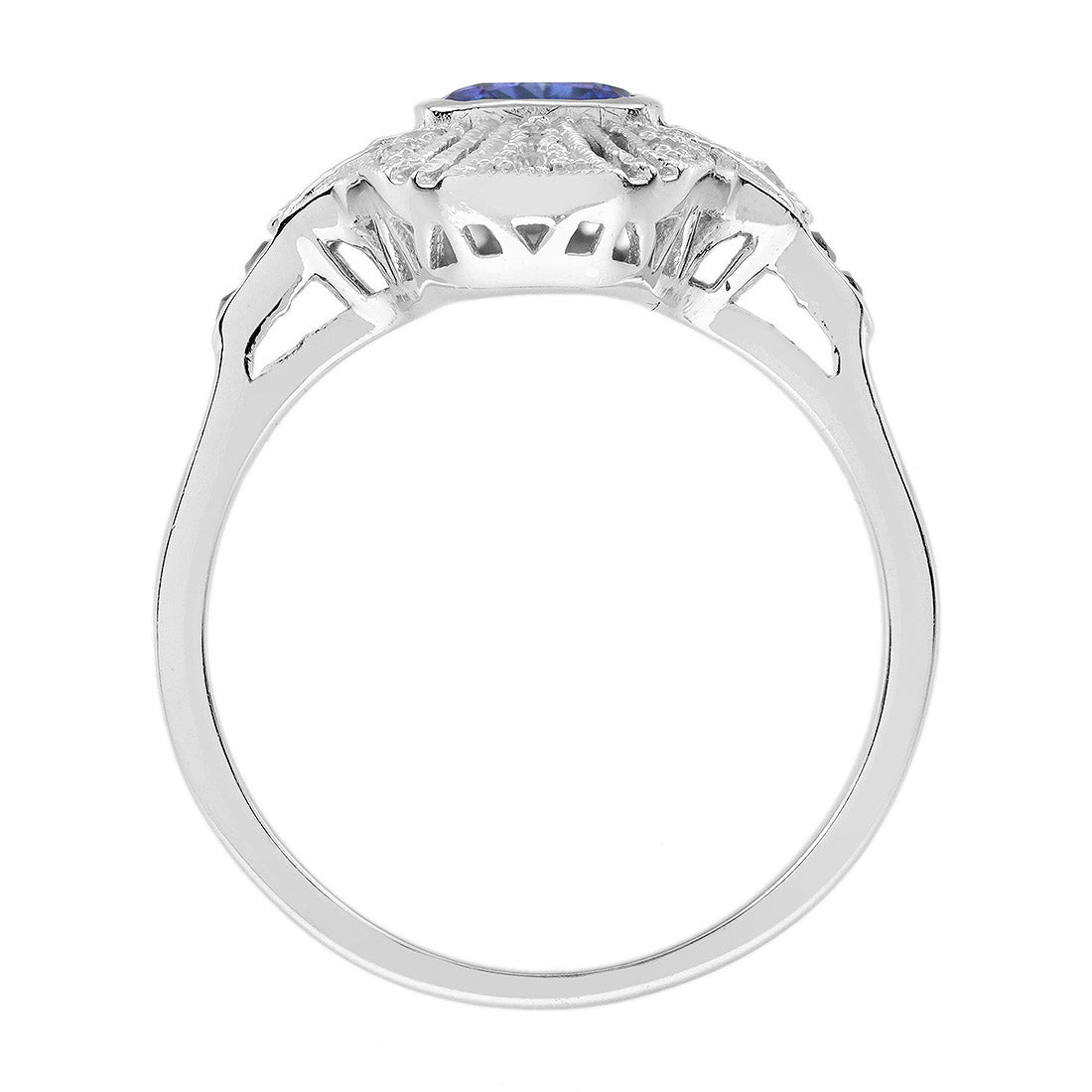 Sapphire and Diamond Cluster Plaque Ring in 14ct White Gold