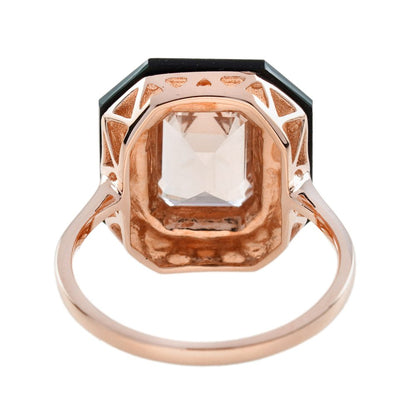 2.10ct Morganite and Onyx Cocktail Ring in Rose Gold
