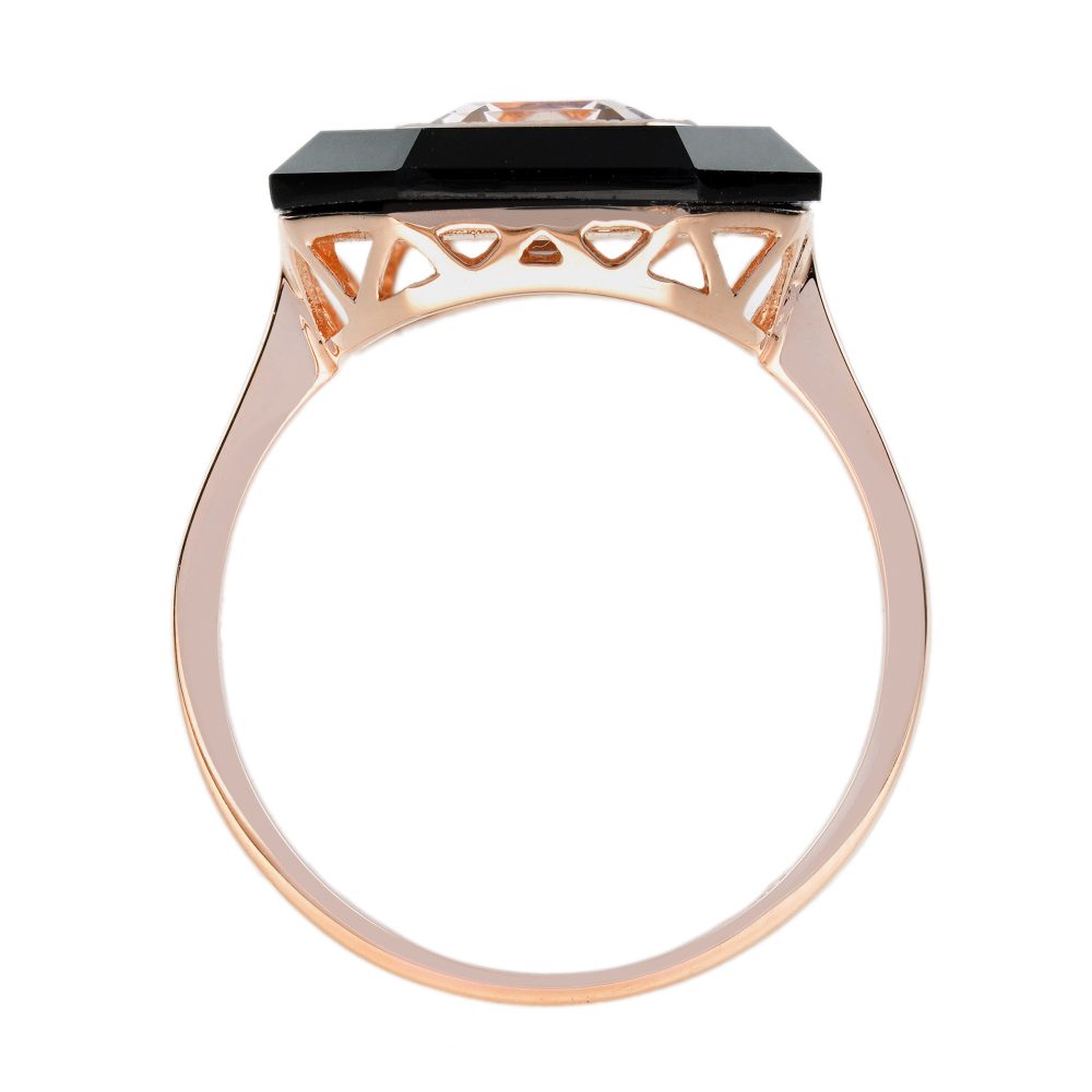 2.10ct Morganite and Onyx Cocktail Ring in Rose Gold