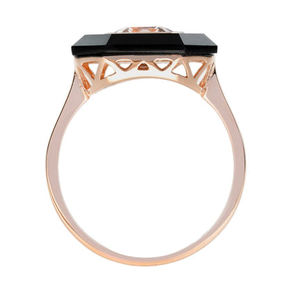 2.10ct Morganite and Onyx Cocktail Ring in Rose Gold
