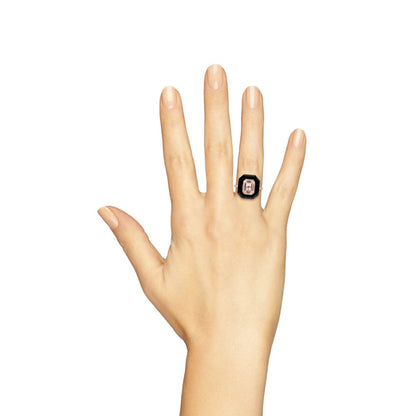 2.10ct Morganite and Onyx Cocktail Ring in Rose Gold