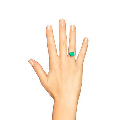 7.58ct Sugarloaf Cabochon Colombian Emerald and Diamond Cocktail Ring