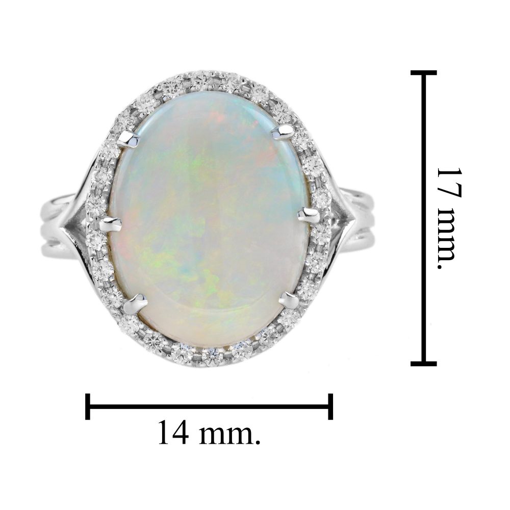 2.53ct Opal and Diamond Halo Cluster Cocktail Ring