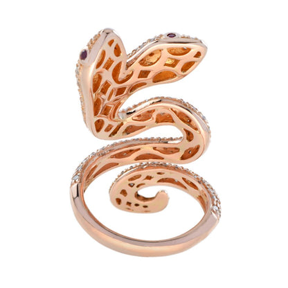 1.46ct Light Brown Fancy Colour Diamond Set 18ct Rose Gold Double Headed Snake Ring