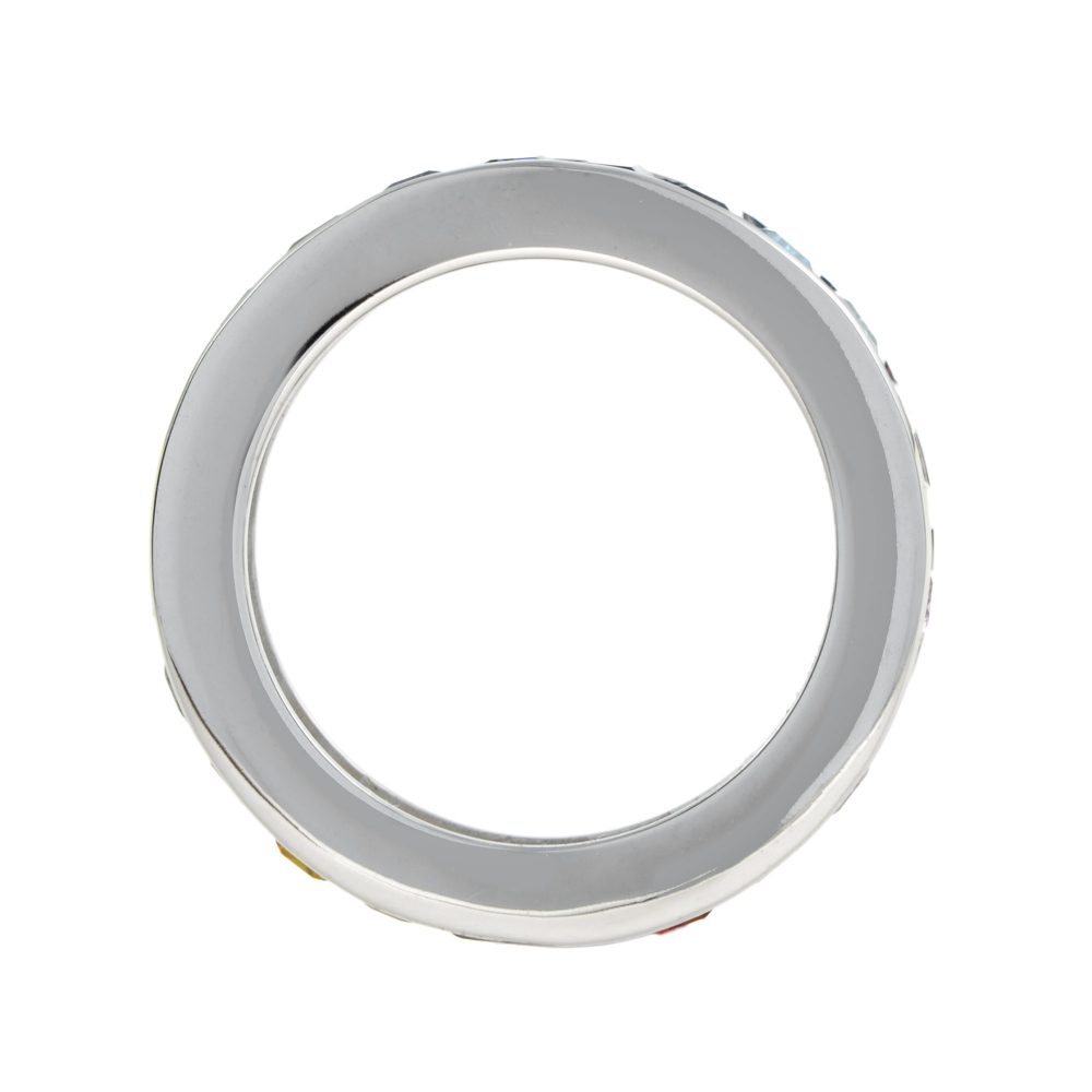 Baguette Rainbow Sapphire Full Eternity Band Ring in 18ct White Gold