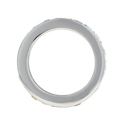 Baguette Rainbow Sapphire Full Eternity Band Ring in 18ct White Gold