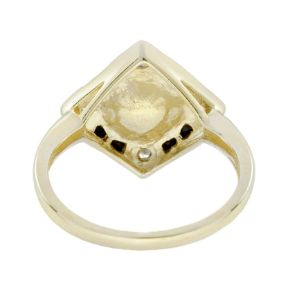 Pearl Onyx and Diamond Engagement Ring in 14ct Yellow Gold