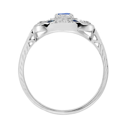 Sapphire and Diamond Three Stone Cluster Plaque Ring