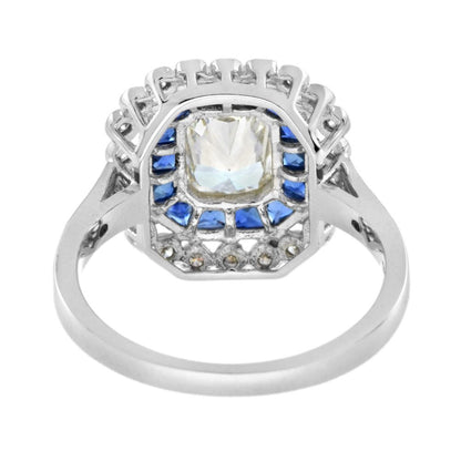 Contemporary 1.04ct Diamond and Sapphire Target Cluster Ring