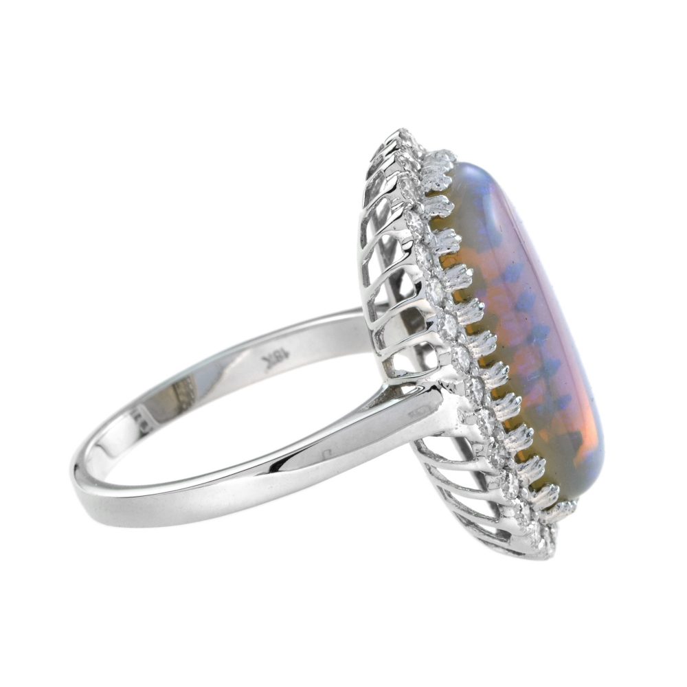 5.2ct Australian Opal and Diamond Halo Cluster Dress Ring