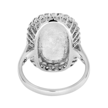 5.2ct Australian Opal and Diamond Halo Cluster Dress Ring