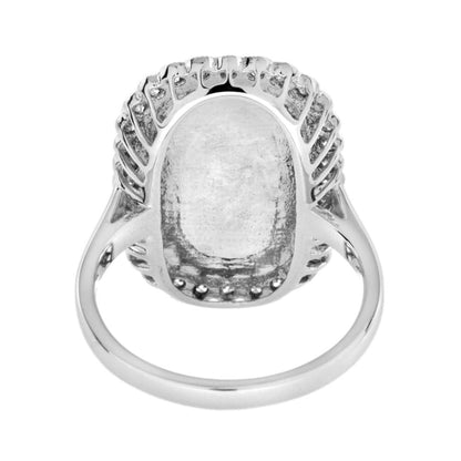 5.20ct Australian Opal and Diamond Halo Cluster Dress Ring